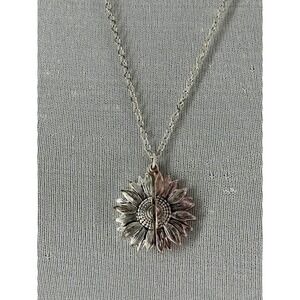 Sunflower Locket Necklace Silver Gold Tone You Are My Sunshine Pendant